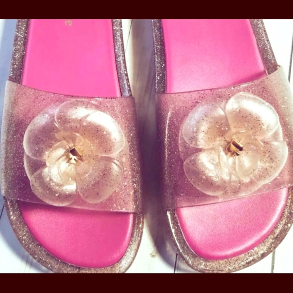 Kate Spade "Jelly Swirl" glitter jelly sandals
